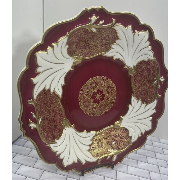 Weimar Katharina Jutta Red/ White Porcelain Cake Stand Made In Germany - Picture 2 of 16